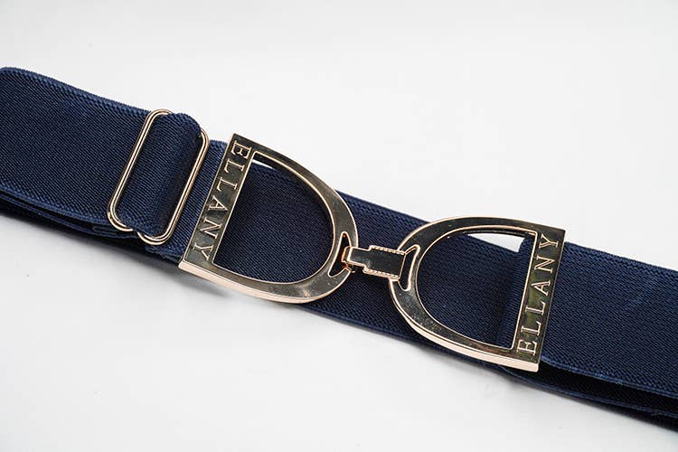 ellany navy - 1.5" gold stirrup elastic belt