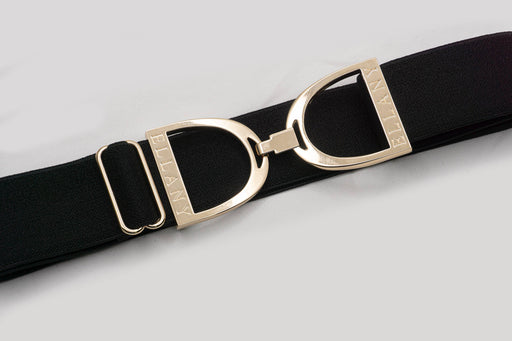 ellany black - 1.5" gold stirrup elastic belt