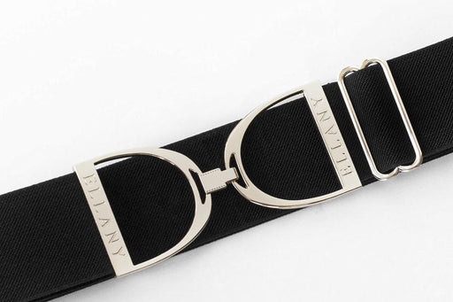 ellany - black 2" silver stirrup elastic belt black / 2" / silver