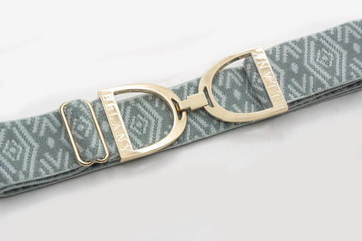 ellany - moss tribal 1.5" gold stirrup elastic belts