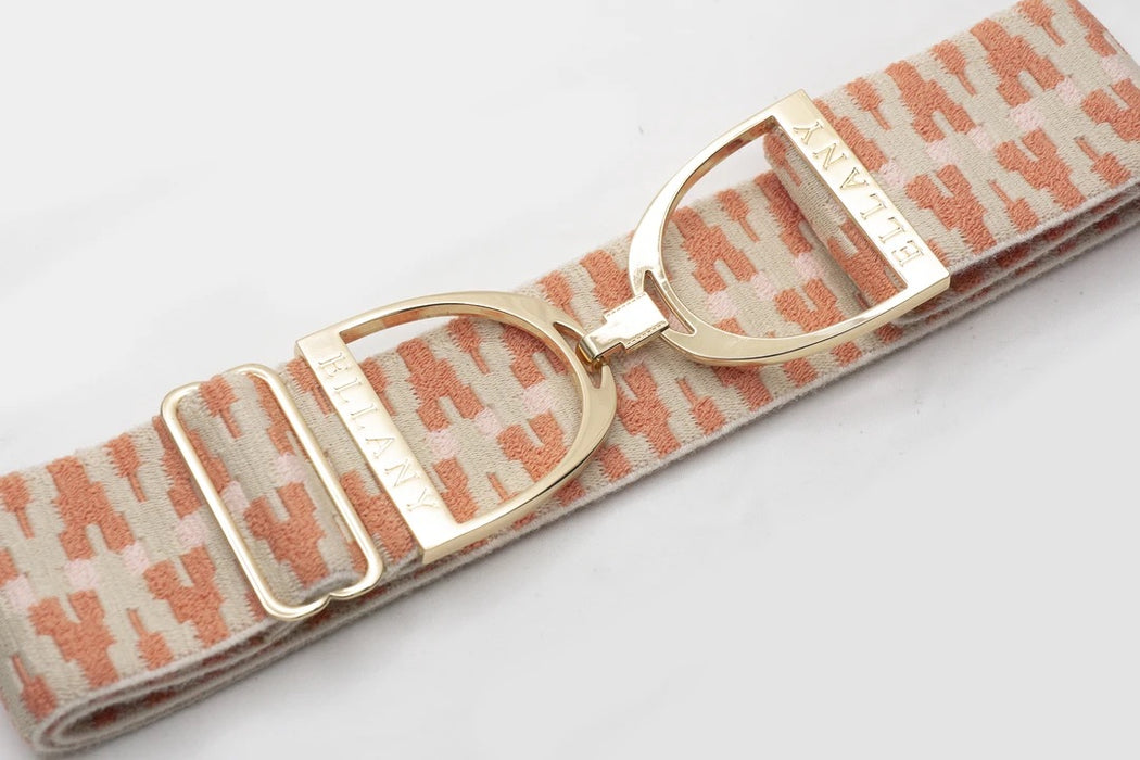 ellany - peach calito 2" gold stirrup elastic belts