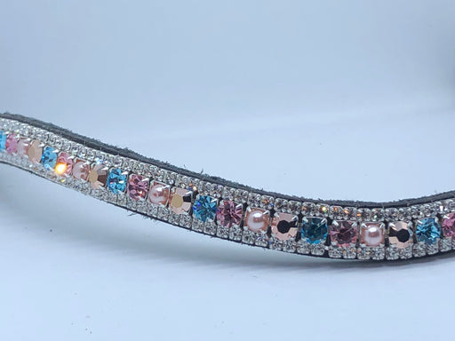 pearly ponies crystal browband tricolore alternating pearl/pink/blue/rose gold