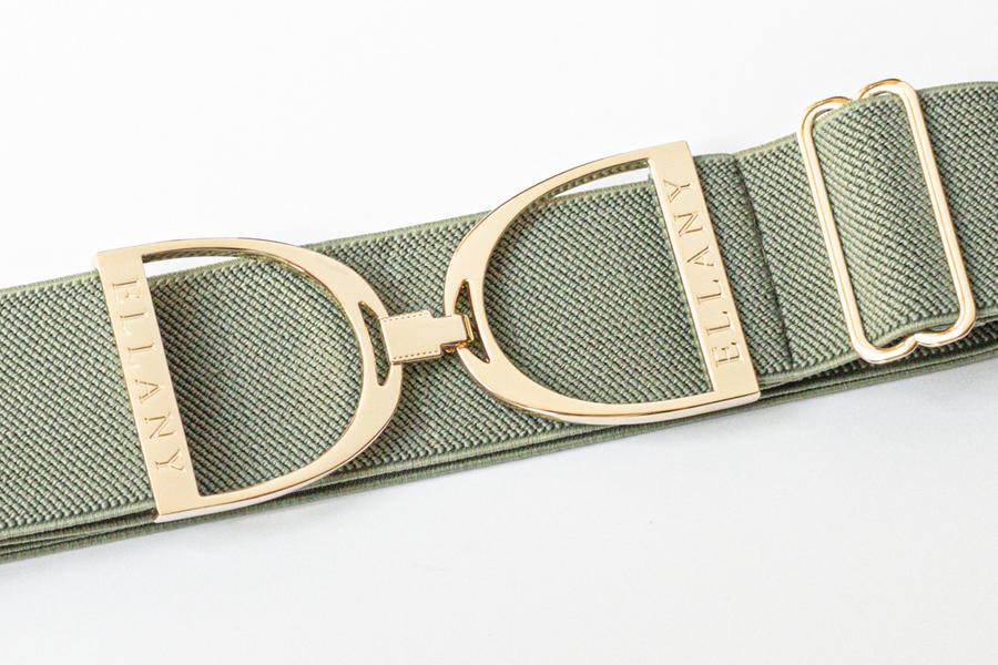 ellany - moss 2" gold stirrup elastic belts