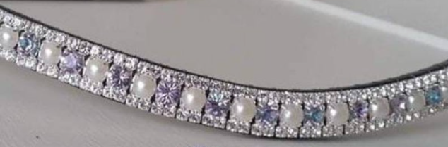 pearly ponies preciosa crystal browband with tricolore alternating vitrail light/pearls