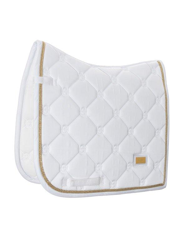 equestrian stockholm white perfection gold dressage pad white perfection gold